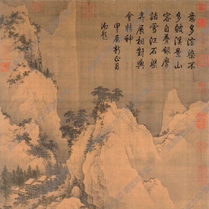 宋 佚名《溪山暮雪圖》國畫高清大圖下載