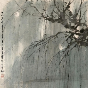 傅抱石國(guó)畫(huà)作品 月夜泛舟 高清下載