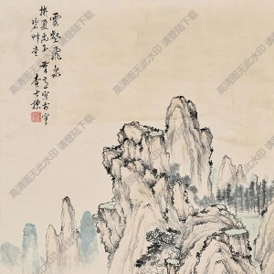 查士標(biāo)作品 云壑飛泉 高清大圖下載