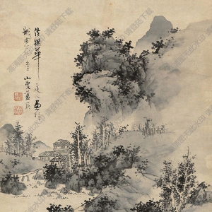 藍(lán)瑛作品 青山放舟圖 高清大圖下載