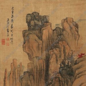 藍(lán)瑛作品 秋山林屋圖 高清大圖下載