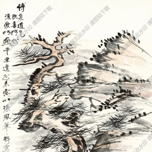 曾熙國(guó)畫 仿張大風(fēng)山水 高清大圖下載